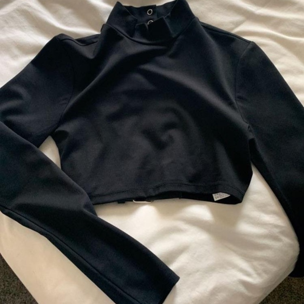 Black open back crop top